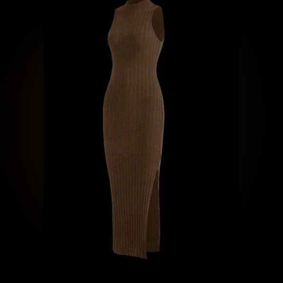 Gorgeous 😍 and Sexy Sleeveless Ribbed Bodycon Maxi in Chocolate - Picture 3 of 3